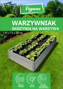 Warzywniak - podwyższona grządka - ocynk - Vegano - 150 x 75 x 30 cm