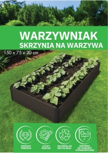 Warzywniak - podwyższona grządka - brąz GPPS - Vegano - 150 x 75 x 30 cm