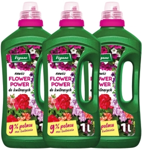 Flower Power płynny nawóz do roślin kwitnących z dużą zawartością potasu Vegano 3 x 1000 ml