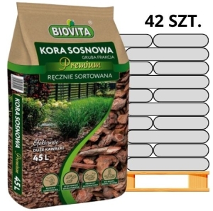 Kora Sosnowa Premium Biovita 40-90 mm 42 szt x 45 l Paleta