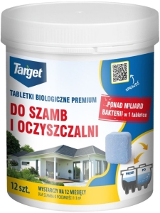 Tabletki biologiczne Premium do szamb i oczyszczalni 12szt oczyszczają i udrażniają szambo | Target