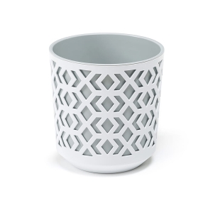 Osłonka-Doniczka Aztek fi 255 Biała/Jasno Szara